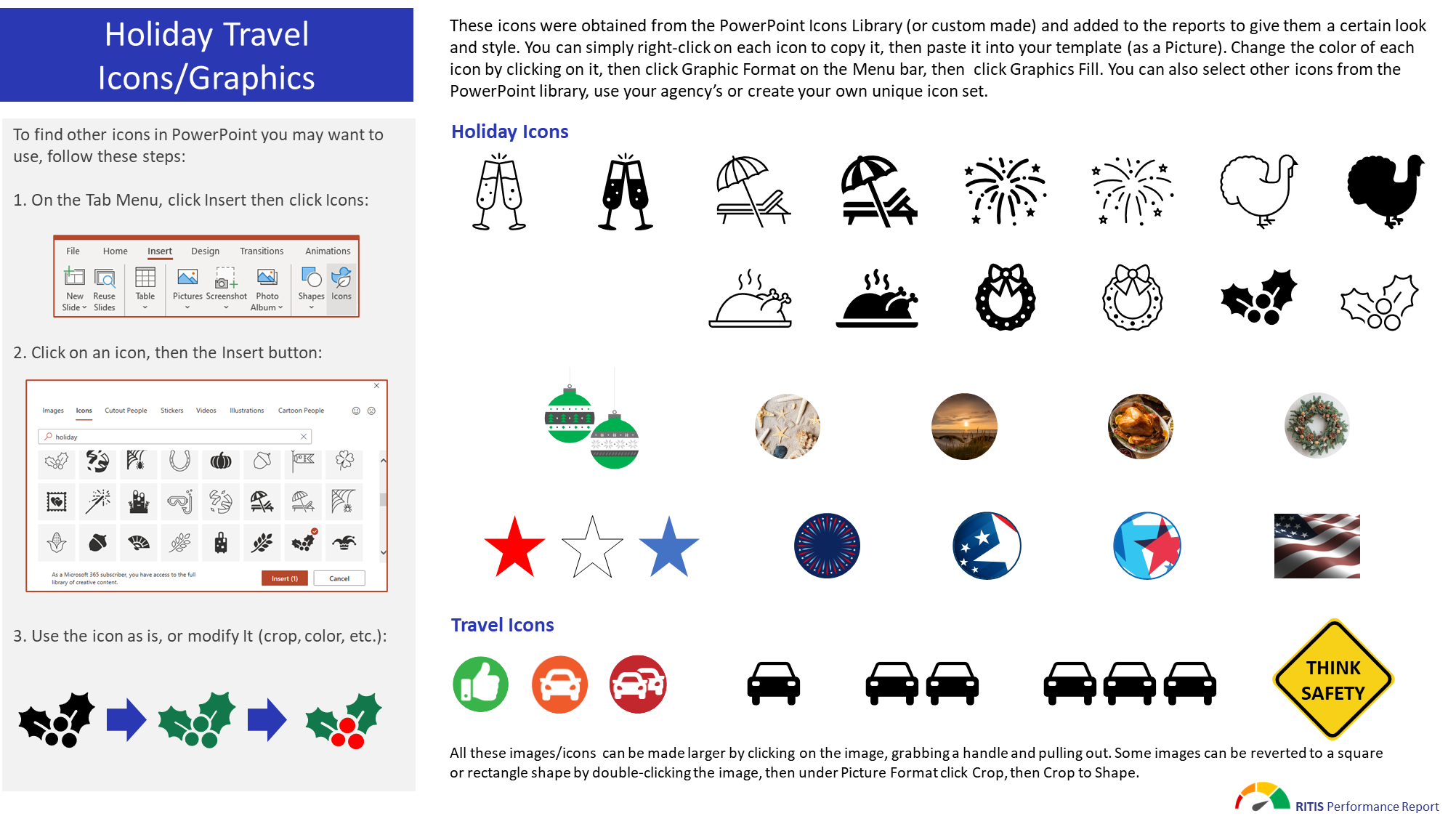 Screenshot of a PowerPoint slide full of icons and images representing a wide variety of holidays