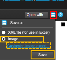 A screenshot of the "Save as" dialog with "Image" selected and a "Customize image export..." link highlighted